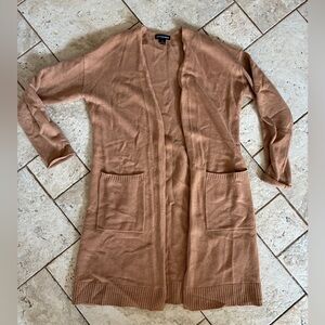 State Cashmere Open-Front Long Cardigan with Pockets